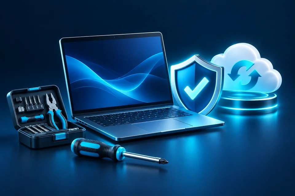 Notebook, ferramentas e proteção para suporte técnico em TI